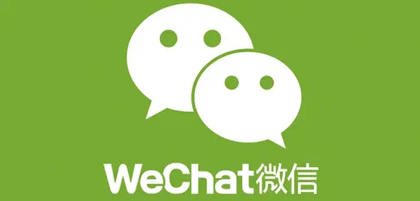 WeChat logo – two white speech bubbles above the white WeChat lettering on a green background