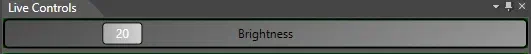 Live Controls panel of LED Strip Studio with the Brightness slider set to 20